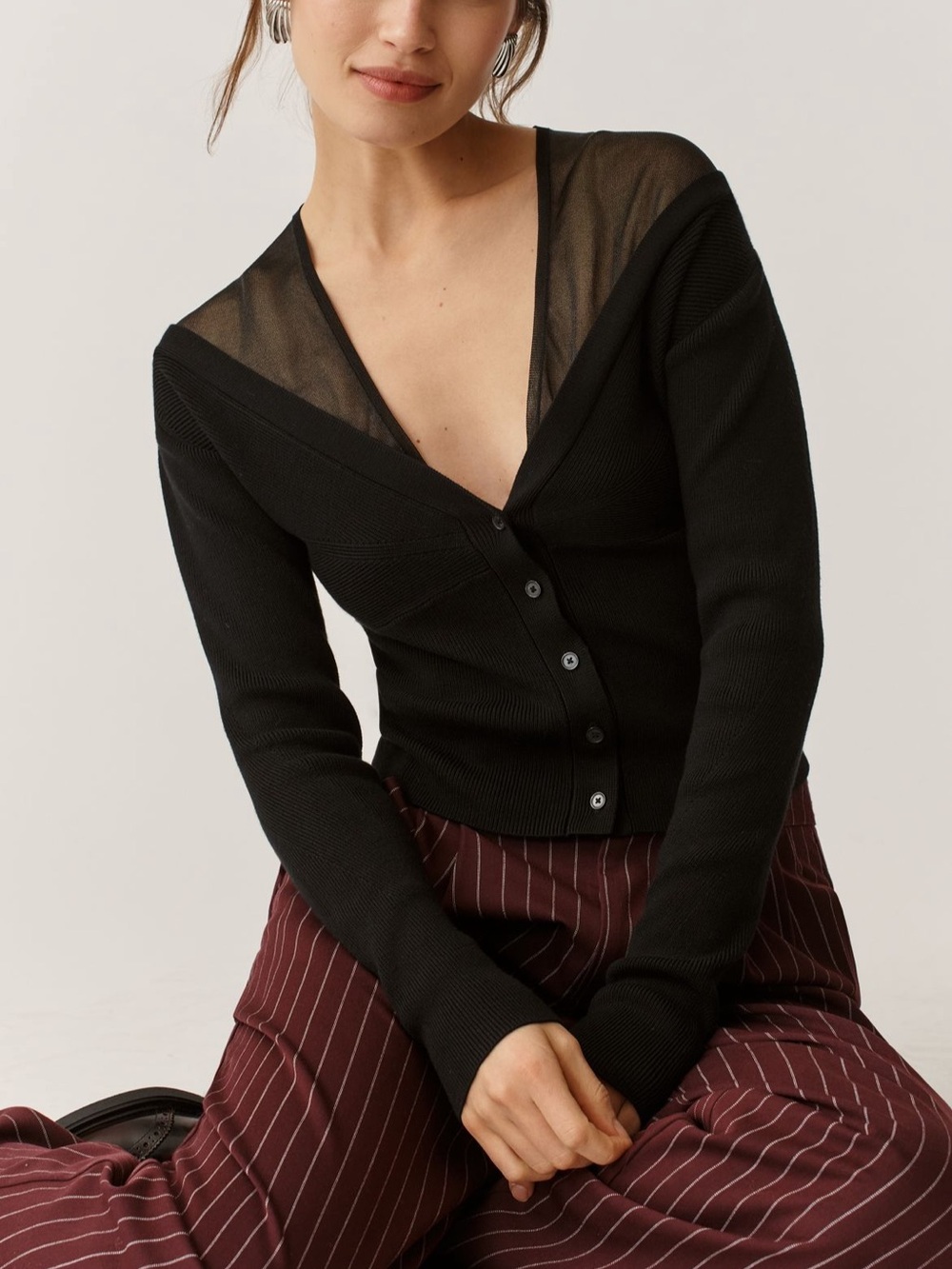Anthropologie Maeve Sheet Insert V-Neck Cardigan Sweater